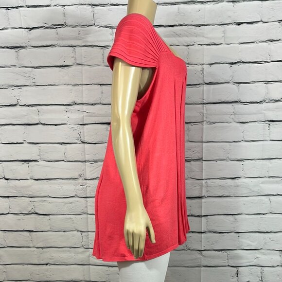 COPY - NWT Parkhurst Top Womens Batik Blush Pleated Cap Sleeve Lightweight - Picture 4 of 9